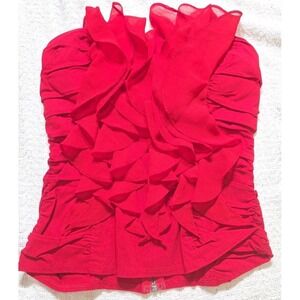 Vintage Y2K Body Central Red Zip Up Whimsigoth coquette corset top Size L
